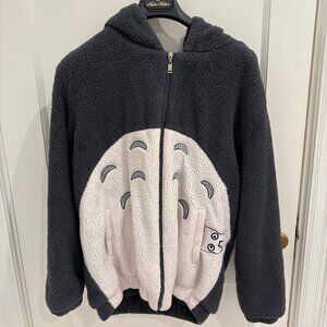 Cute fluffy Totoro long sleeve zip hooded jacket with ears, EUC, Size M